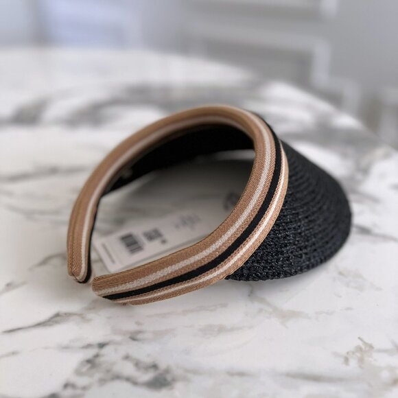 NWT - Helen Kaminski Bianca Visor - Charcoal w/ Black Stirpe👒 - Picture 5 of 8